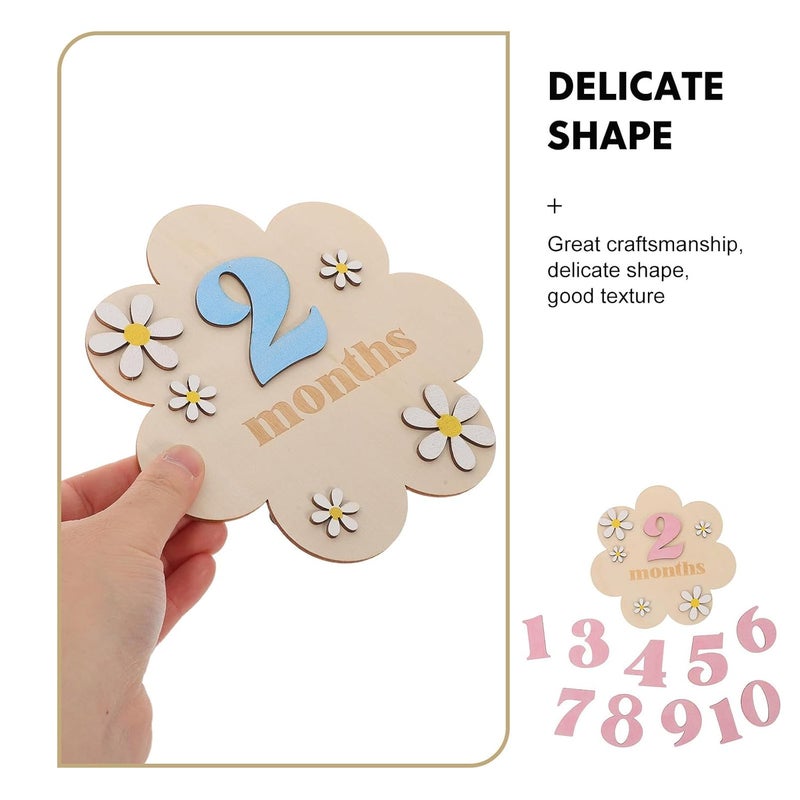 Baby Monthly Photo Props 2 Sets Wooden Birth Flower Plaques For Valentine Day Baby Shower - Image 3